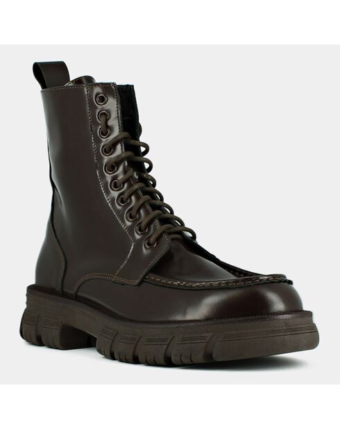 Boots en Cuir Rumilo marron - Talon 4.5 cm